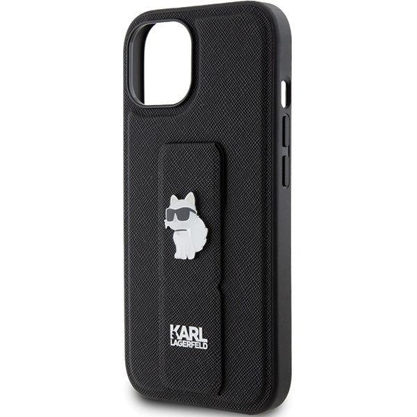 Θήκη MagSafe για Apple iPhone 15 Plus, Karl Lagerfeld, Saffiano Gripstand Choupette, Μαύρη