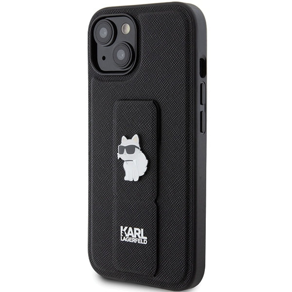 Θήκη MagSafe για Apple iPhone 15 Plus, Karl Lagerfeld, Saffiano Gripstand Choupette, Μαύρη