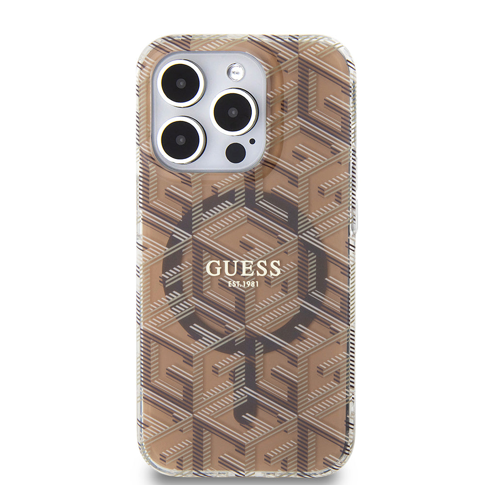 Θήκη MagSafe για Apple iPhone 15 Pro, Guess, IML Gcube, Καφέ