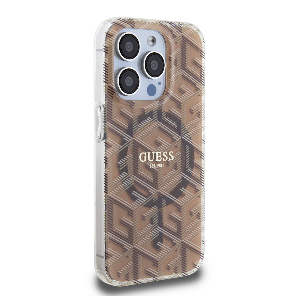 Θήκη MagSafe για Apple iPhone 15 Pro, Guess, IML Gcube, Καφέ