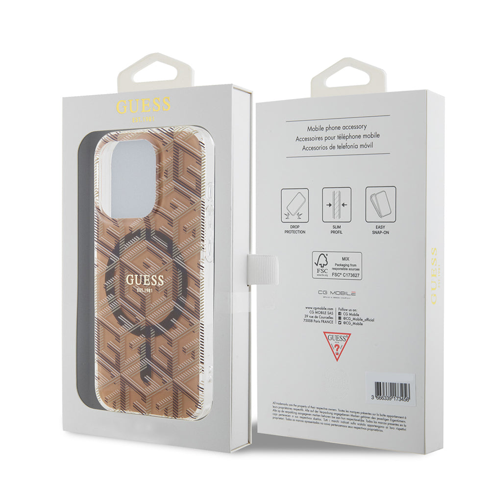 Θήκη MagSafe για Apple iPhone 15 Pro, Guess, IML Gcube, Καφέ