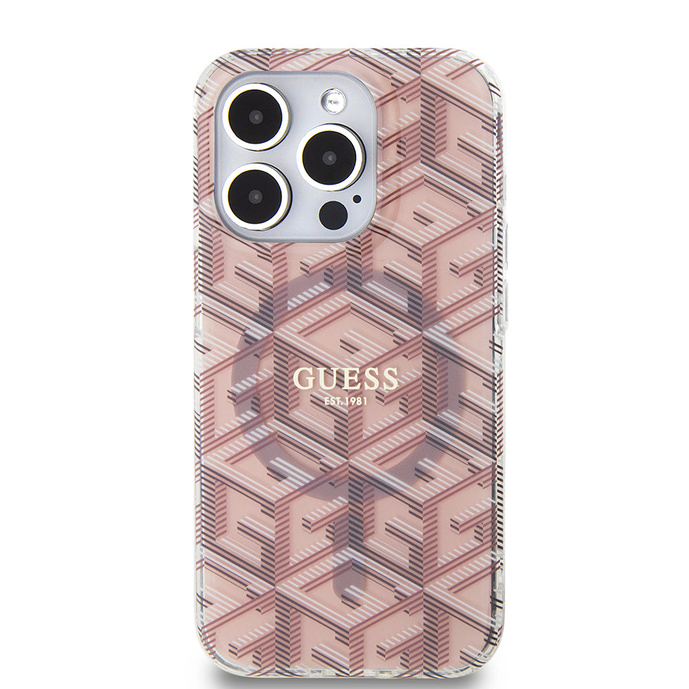 MagSafe Case for Apple iPhone 15 Pro, Guess, IML Gcube, Pink