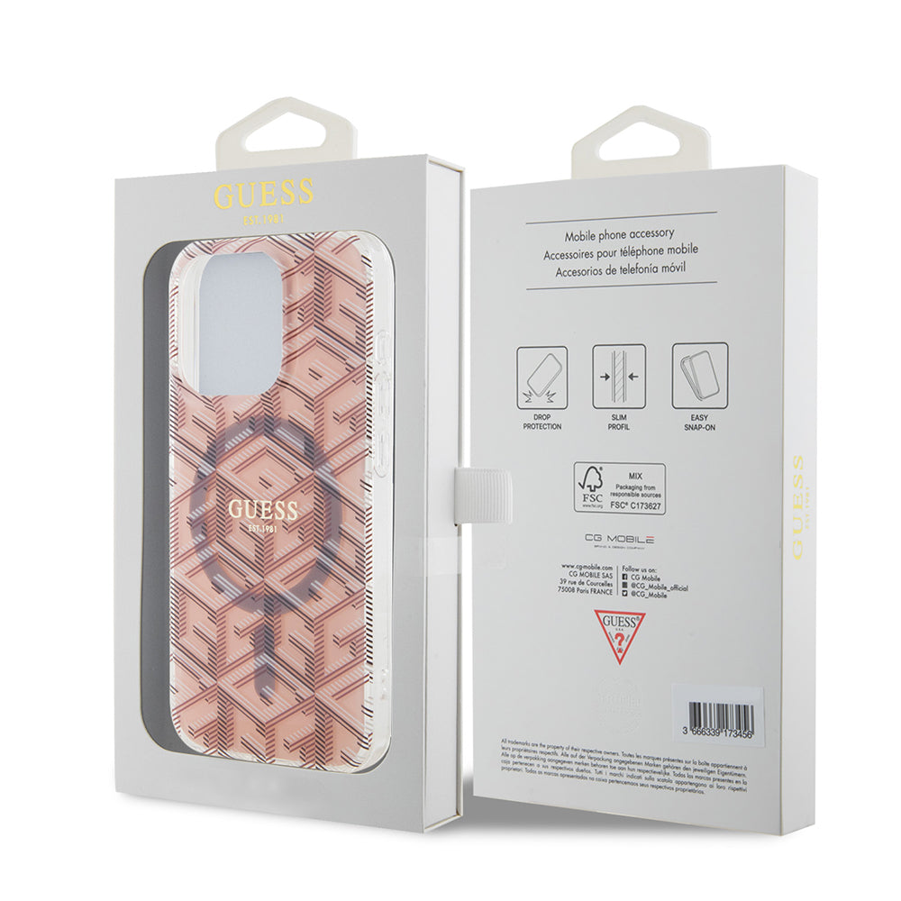 MagSafe Case for Apple iPhone 15 Pro, Guess, IML Gcube, Pink