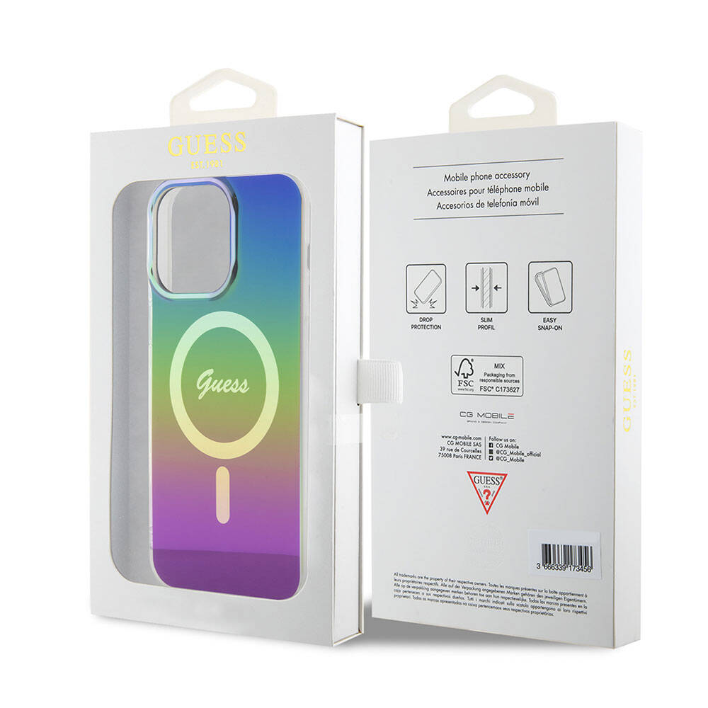 Θήκη MagSafe για Apple iPhone 15 Pro, Guess, IML Iridescent, Πολύχρωμη