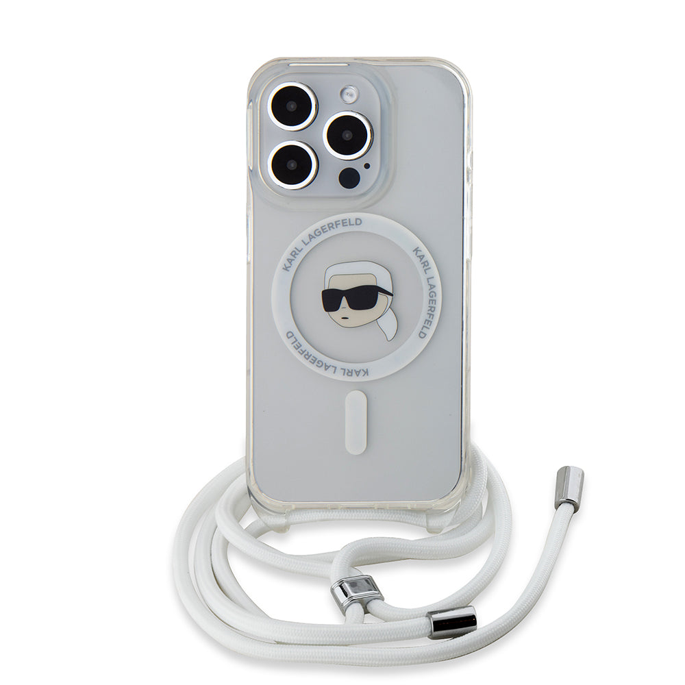Θήκη MagSafe για Apple iPhone 15 Pro, Karl Lagerfeld, IML Crossbody Karl's Head, Διάφανη