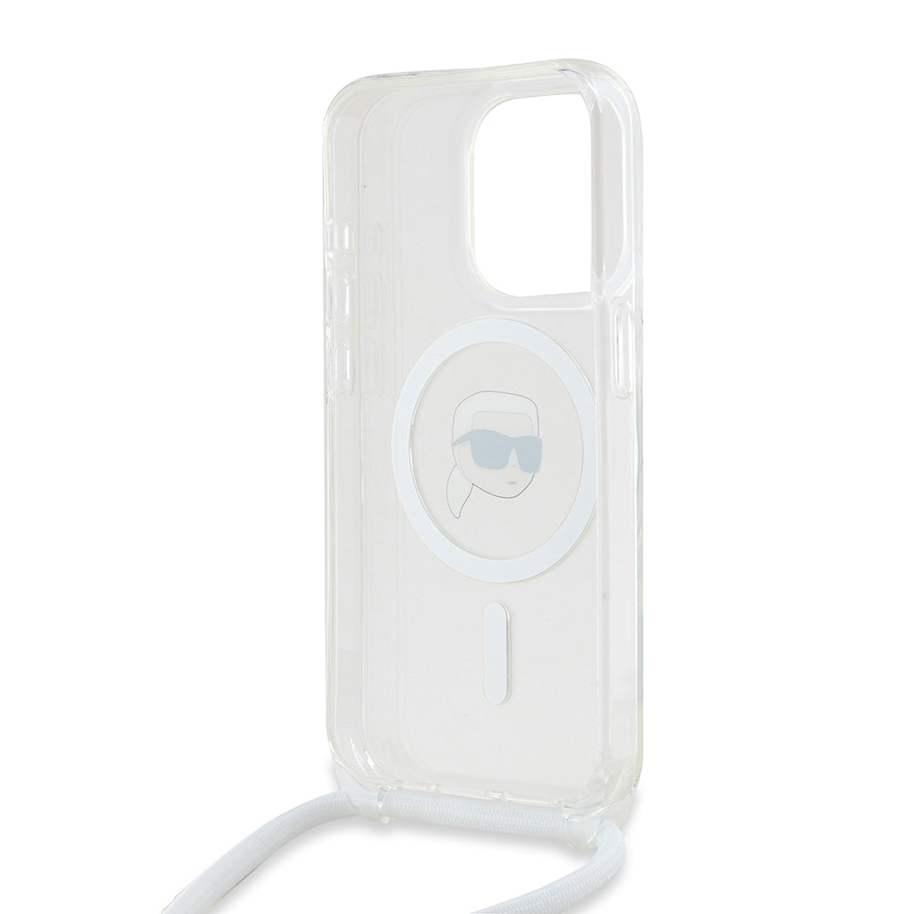 Θήκη MagSafe για Apple iPhone 15 Pro, Karl Lagerfeld, IML Crossbody Karl's Head, Διάφανη