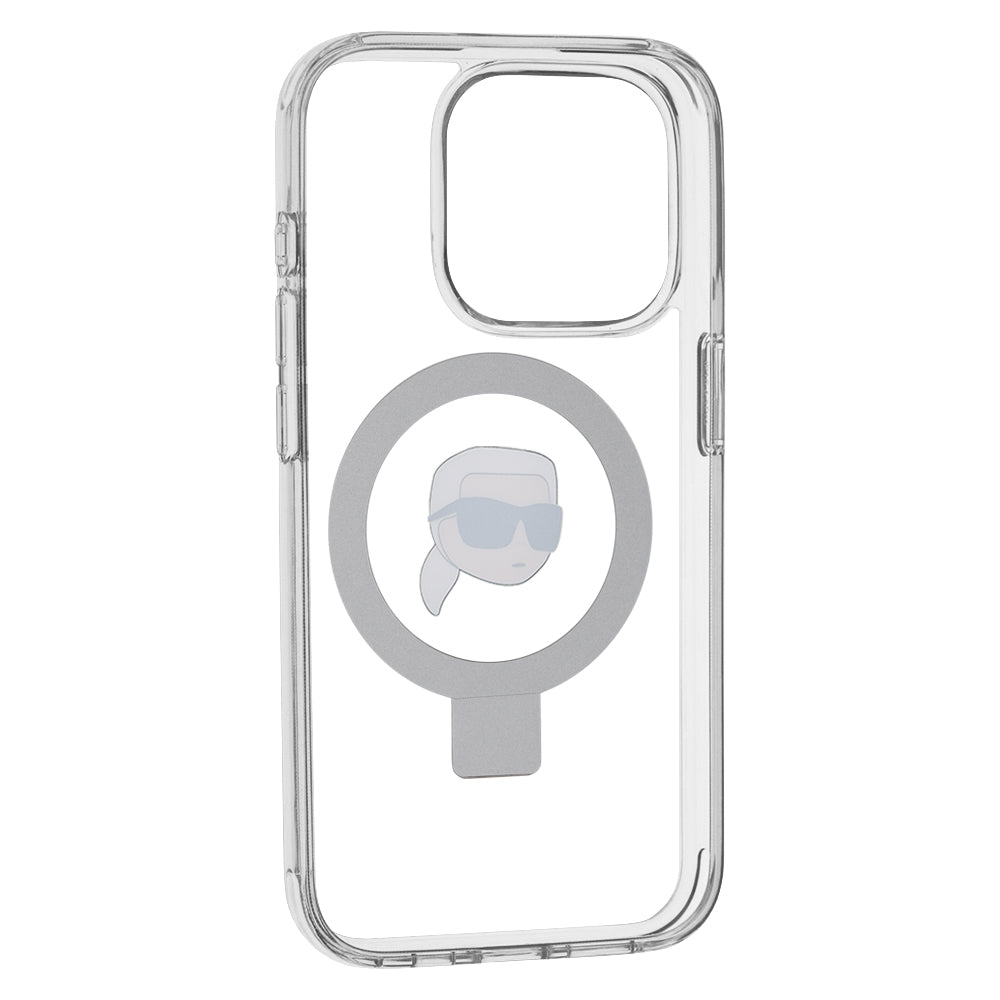 Θήκη MagSafe για Apple iPhone 15 Pro, Karl Lagerfeld, Ring Stand Karl's Head, Λευκή