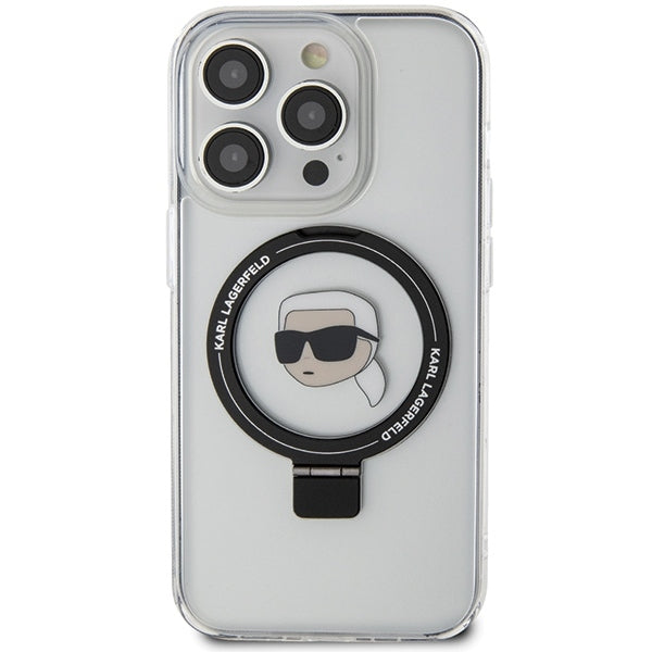 Θήκη MagSafe για Apple iPhone 15 Pro, Karl Lagerfeld, Ring Stand Karl's Head, Λευκή