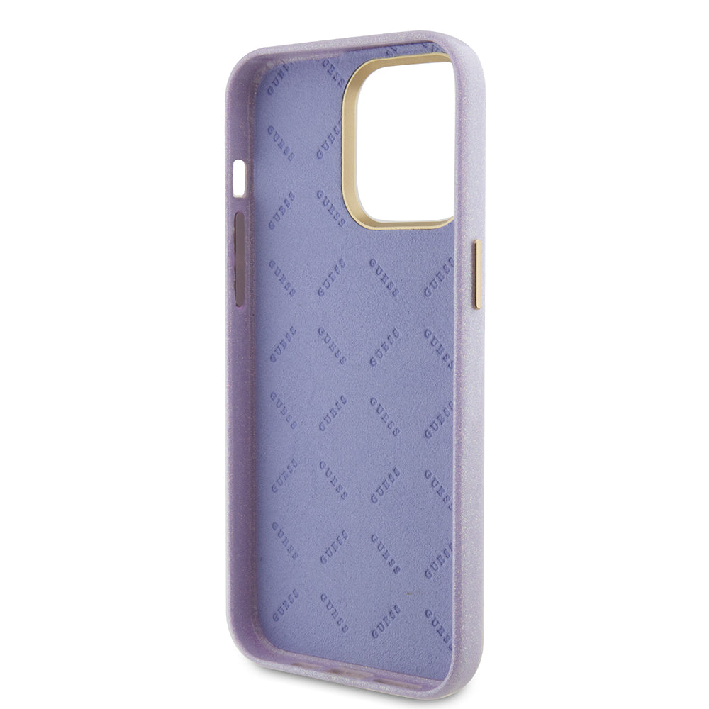 MagSafe Case for Apple iPhone 15 Pro Max, Guess, Glitter Full Wrapped, Purple GUHCP15XPGMCSL