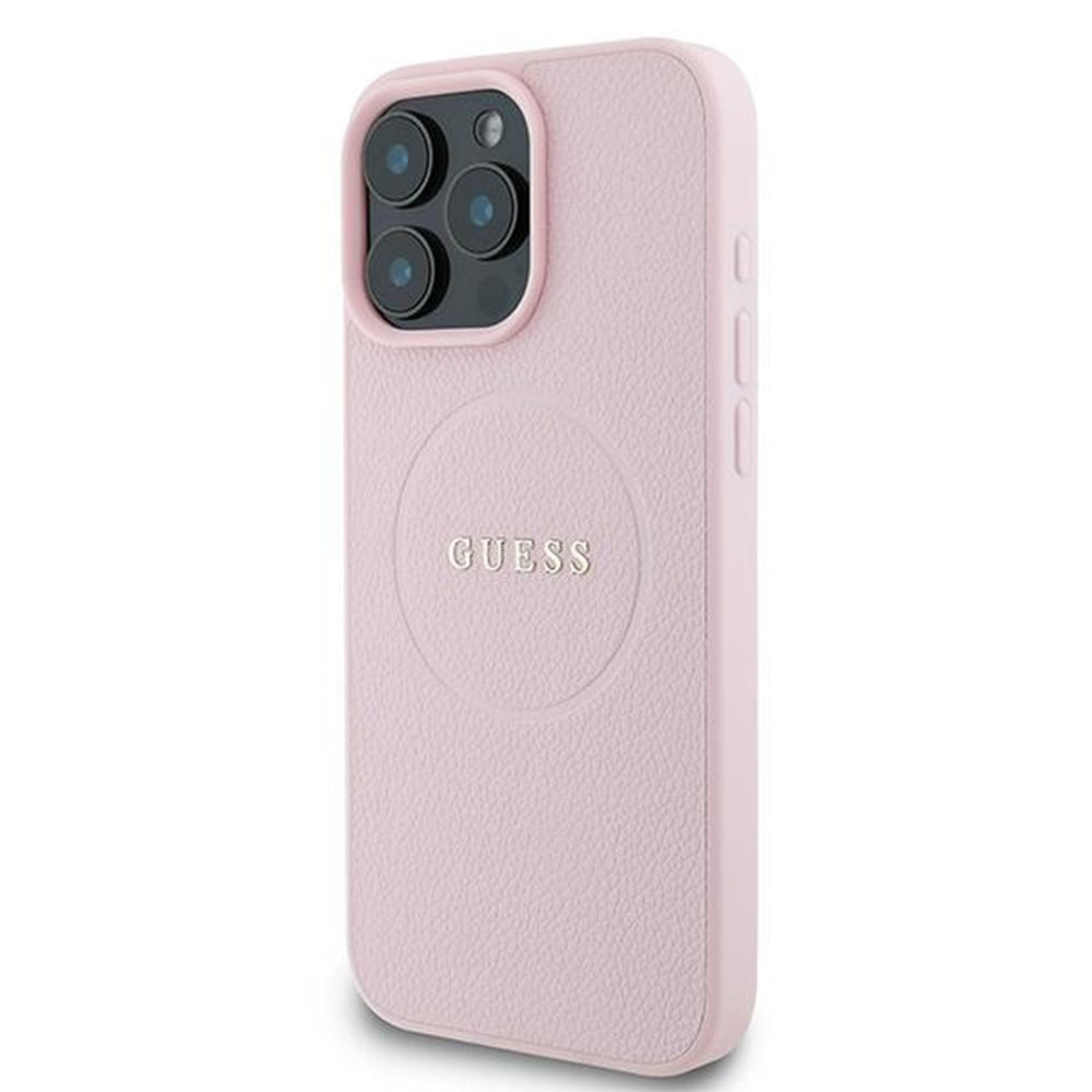 Θήκη MagSafe για Apple iPhone 15 Pro Max, Guess, Grained Gold Ring, Ροζ