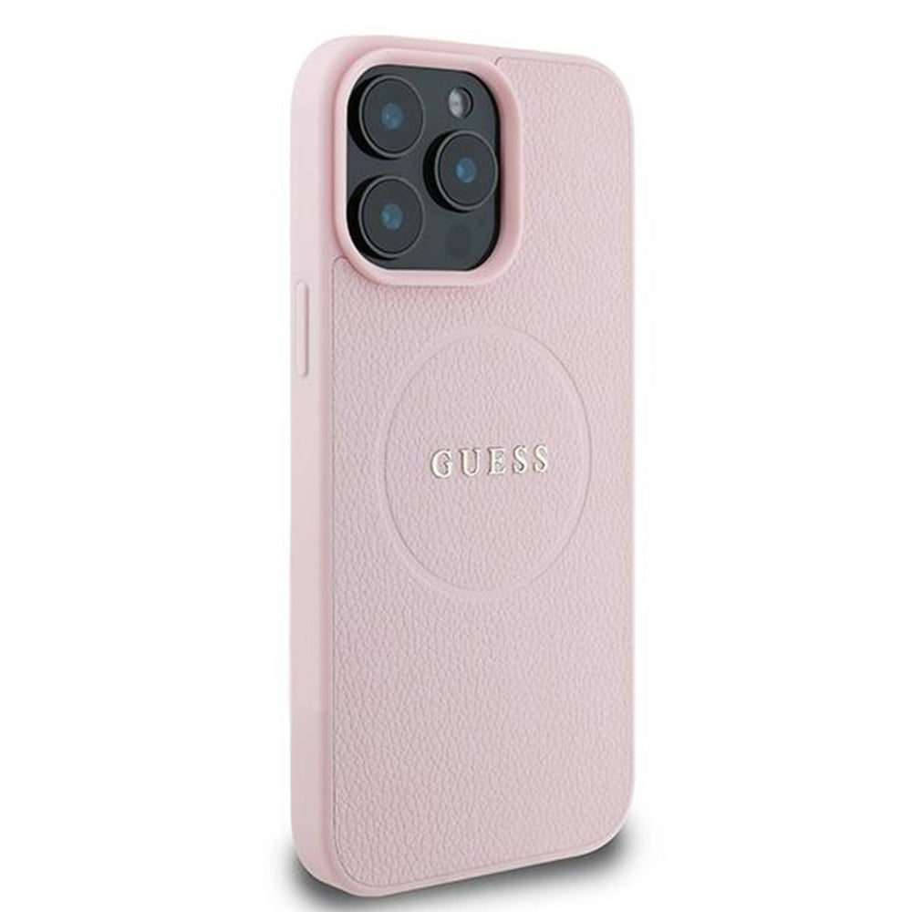 Θήκη MagSafe για Apple iPhone 15 Pro Max, Guess, Grained Gold Ring, Ροζ