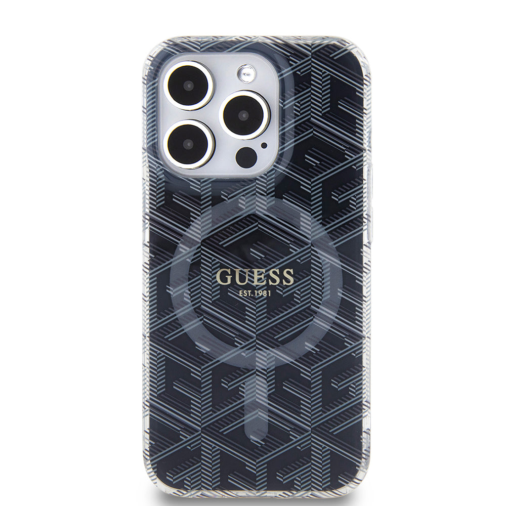Θήκη MagSafe για Apple iPhone 15 Pro Max, Guess, IML Gcube, Μαύρη
