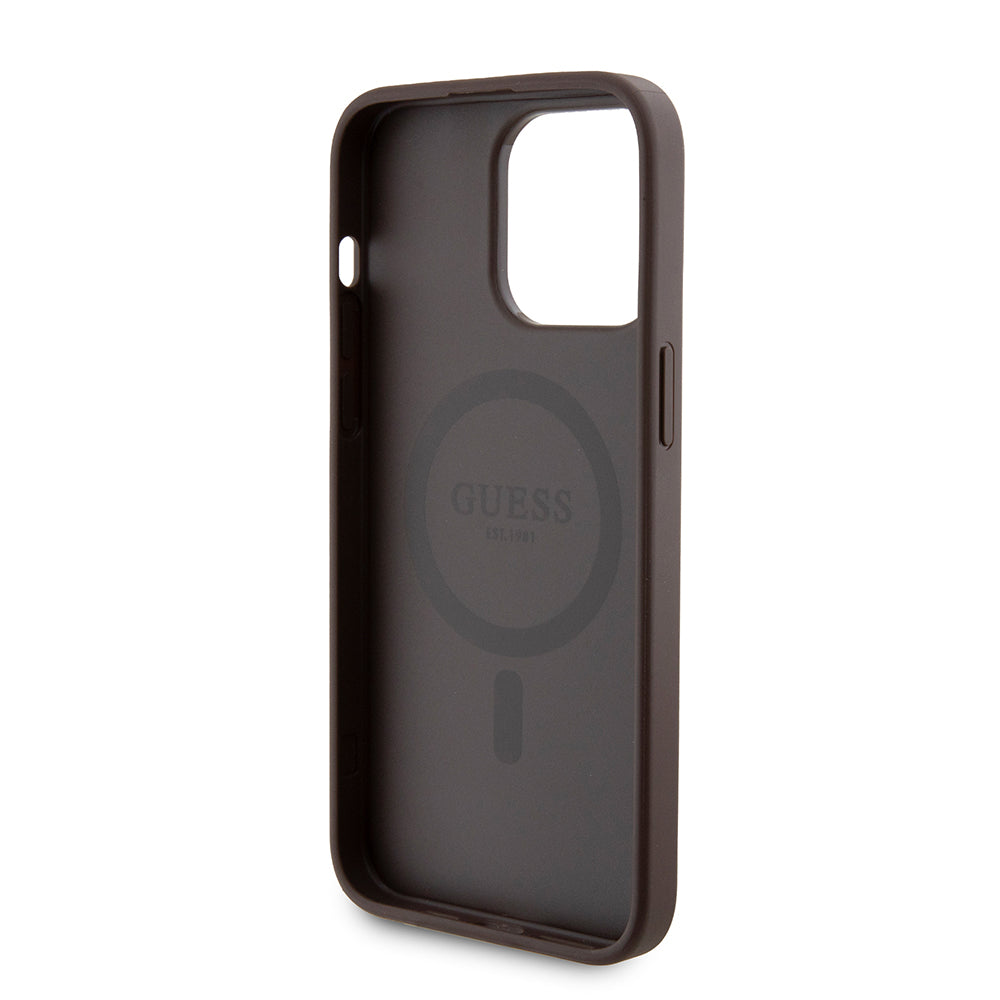 Θήκη MagSafe για Apple iPhone 15 Pro Max, Guess, Powerbank 4G Metal Logo, Καφέ