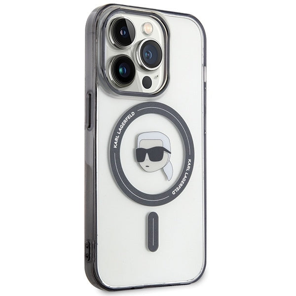 MagSafe Case for Apple iPhone 15 Pro Max, Karl Lagerfeld, IML Karl's Head, Transparent