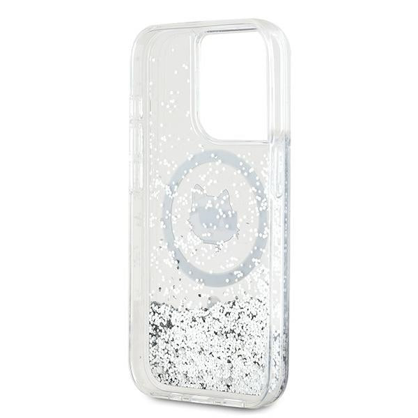 Θήκη MagSafe για Apple iPhone 15 Pro Max, Karl Lagerfeld, Liquid Glitter Choupette Head, Διαφανής