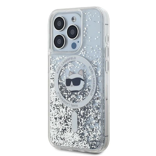 Θήκη MagSafe για Apple iPhone 15 Pro Max, Karl Lagerfeld, Liquid Glitter Choupette Head, Διαφανής