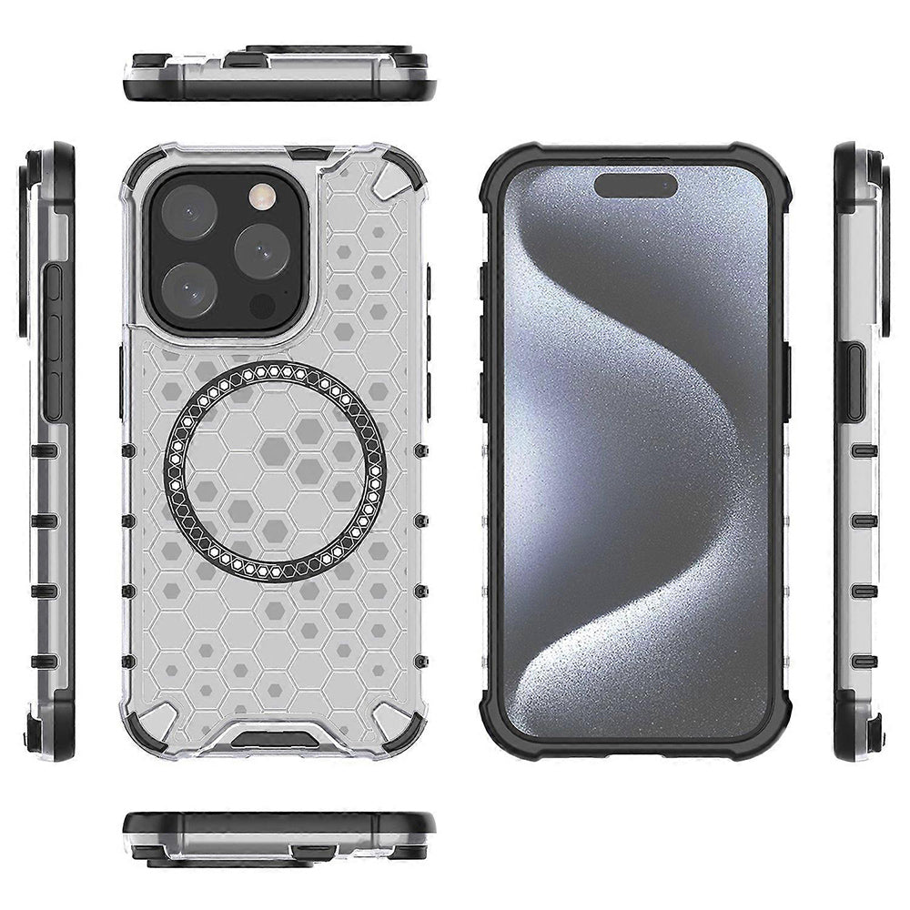 Θήκη MagSafe για Apple iPhone 15 Pro, Techsuit, HoneyComb Shield, Λευκή
