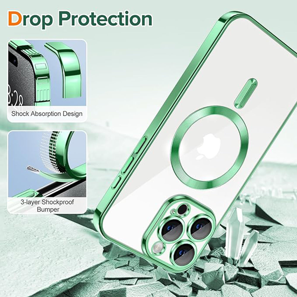 Θήκη MagSafe για Apple iPhone 15 Pro, Techsuit, Luxury Crystal, Ανοιχτό Πράσινο