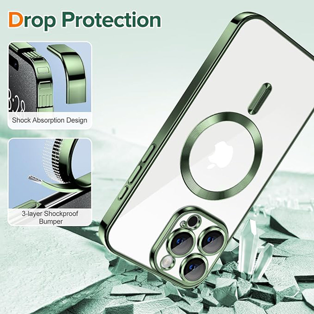 Θήκη MagSafe για Apple iPhone 15 Pro, Techsuit, Luxury Crystal, Σκούρο Πράσινο
