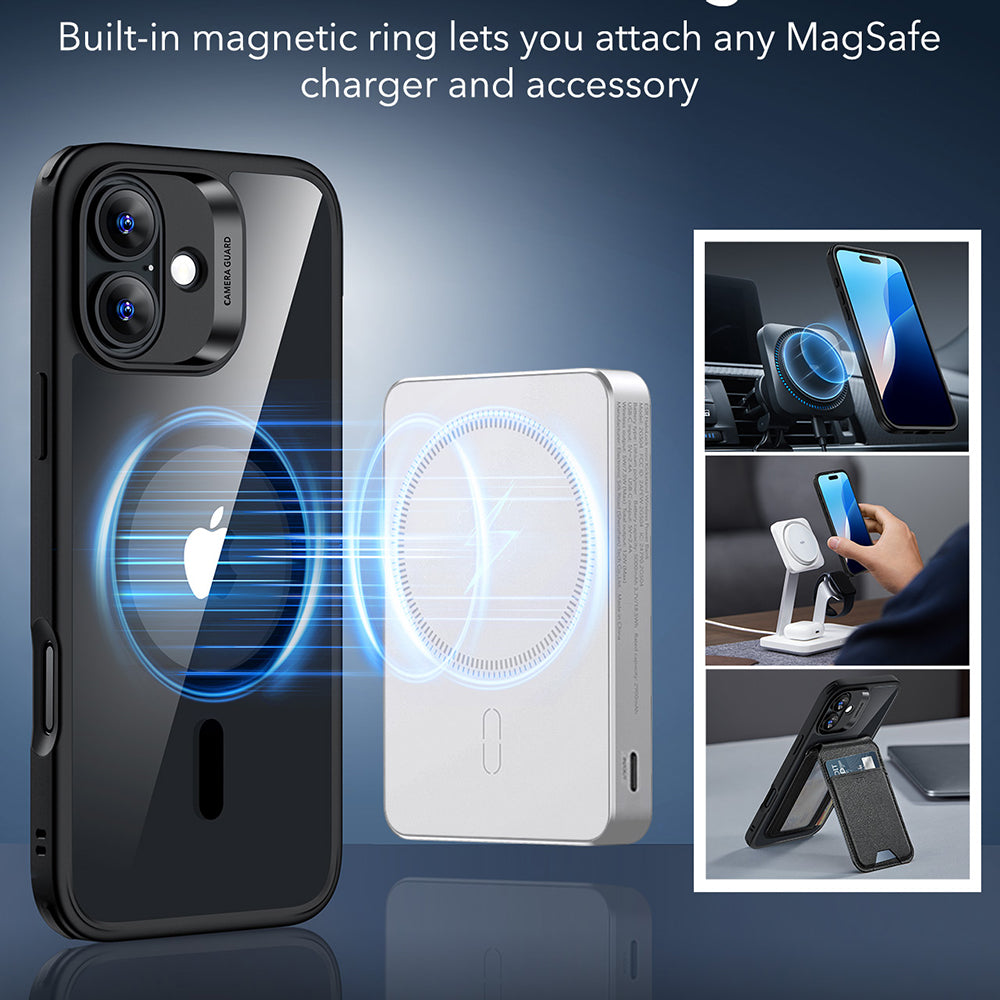 Θήκη MagSafe για Apple iPhone 16, ESR, Classic Hybrid, Διάφανη Μαύρη