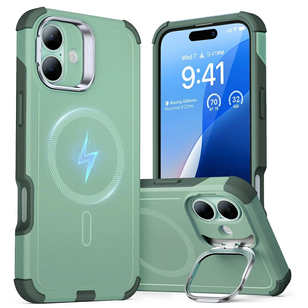 Θήκη MagSafe για Apple iPhone 16, ESR, Cyber Armor Kickstand, Πράσινη