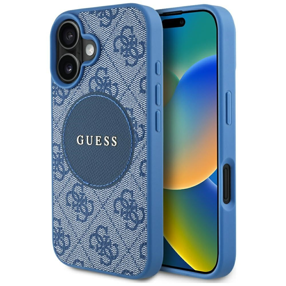 Θήκη MagSafe για Apple iPhone 16, Guess, 4G Circle Classic Logo, Μπλε