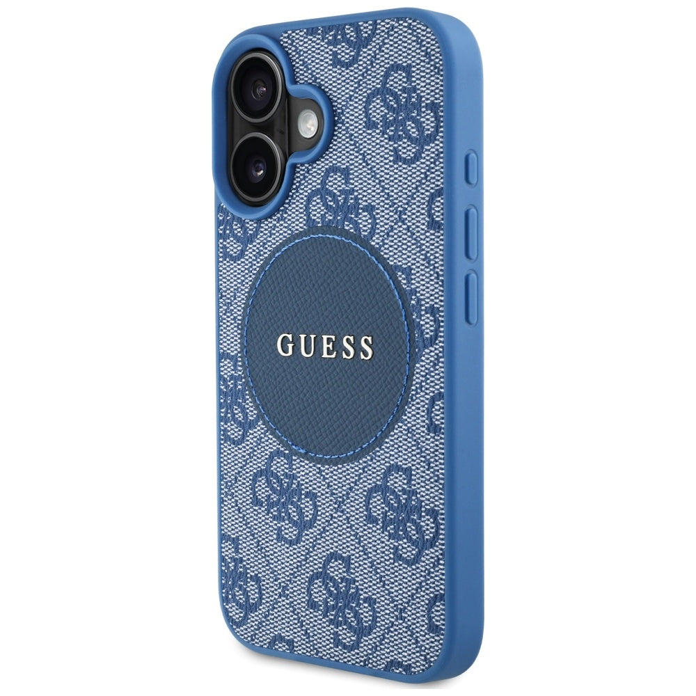 Θήκη MagSafe για Apple iPhone 16, Guess, 4G Circle Classic Logo, Μπλε