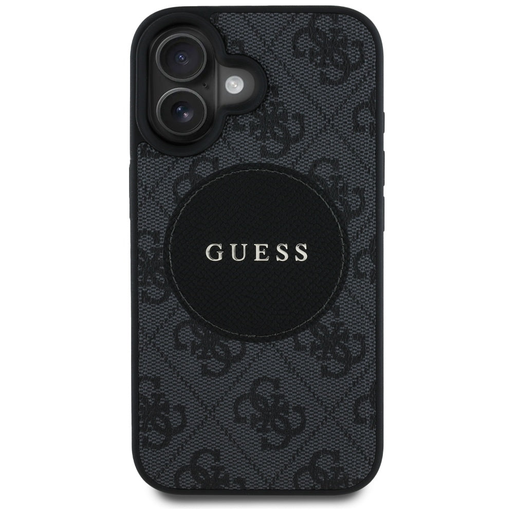Θήκη MagSafe για Apple iPhone 16, Guess, 4G Circle Classic Logo, Μαύρη