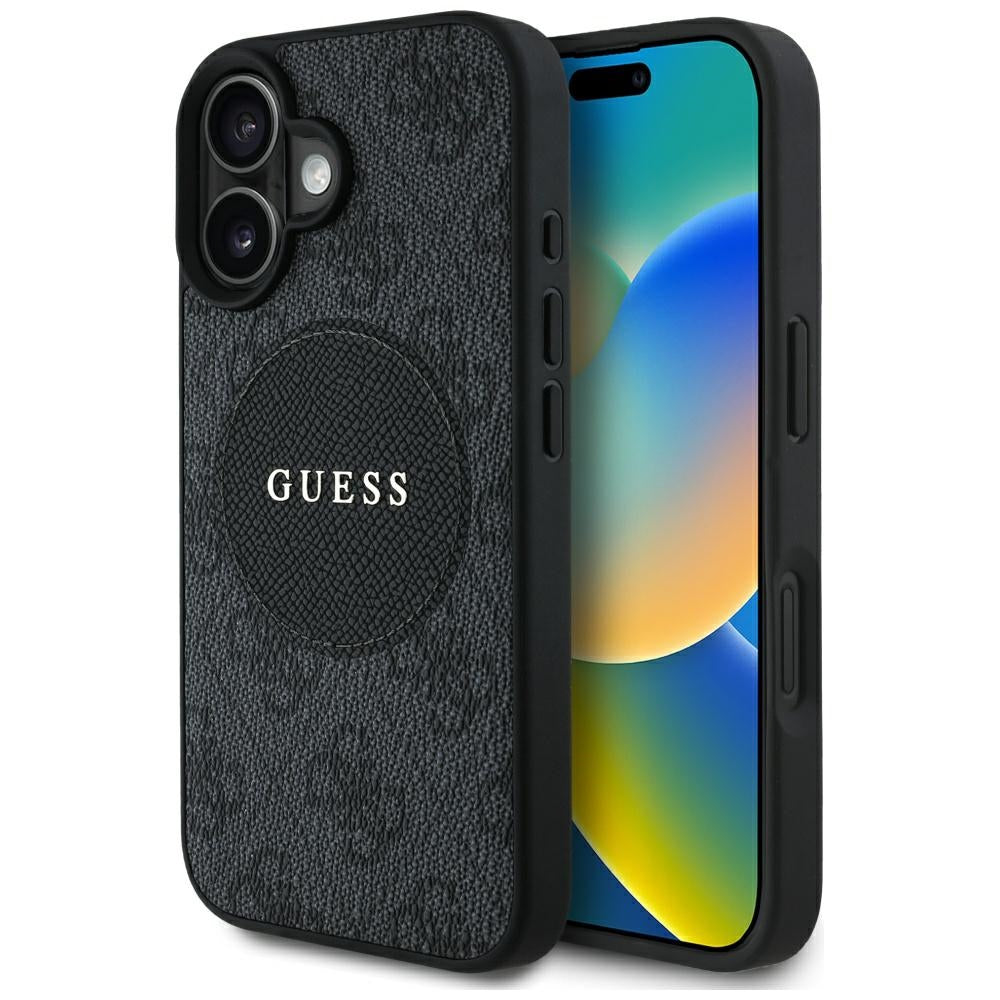 Θήκη MagSafe για Apple iPhone 16, Guess, 4G Circle Classic Logo, Μαύρη