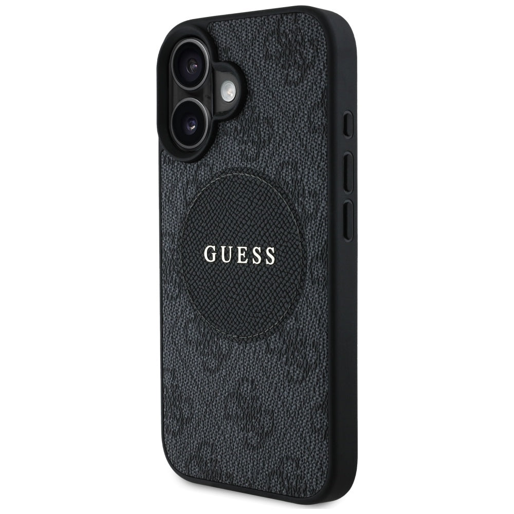 Θήκη MagSafe για Apple iPhone 16, Guess, 4G Circle Classic Logo, Μαύρη