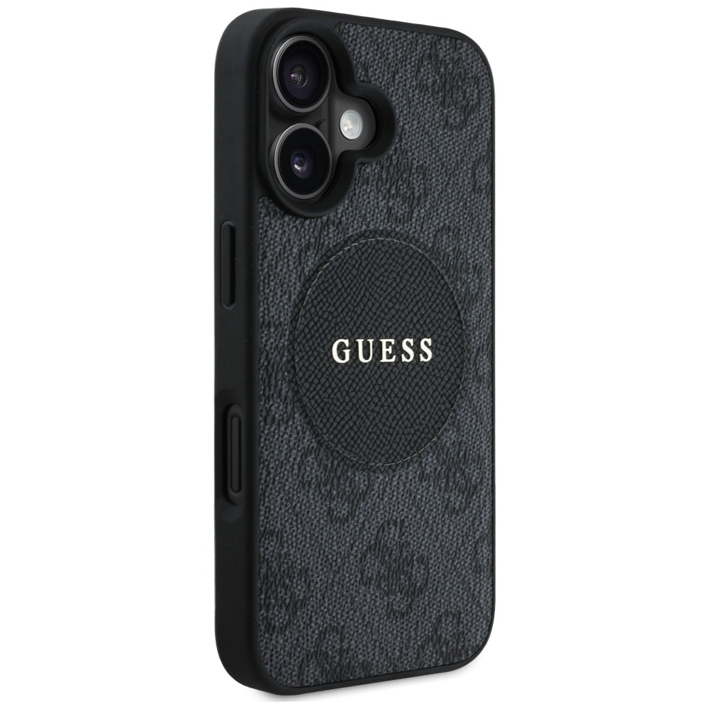 Θήκη MagSafe για Apple iPhone 16, Guess, 4G Circle Classic Logo, Μαύρη