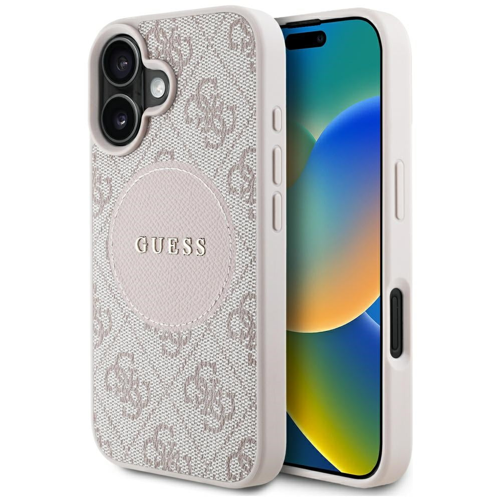 Θήκη MagSafe για Apple iPhone 16, Guess, 4G Circle Classic Logo, Ροζ