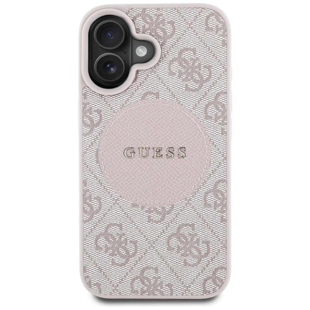 Θήκη MagSafe για Apple iPhone 16, Guess, 4G Circle Classic Logo, Ροζ