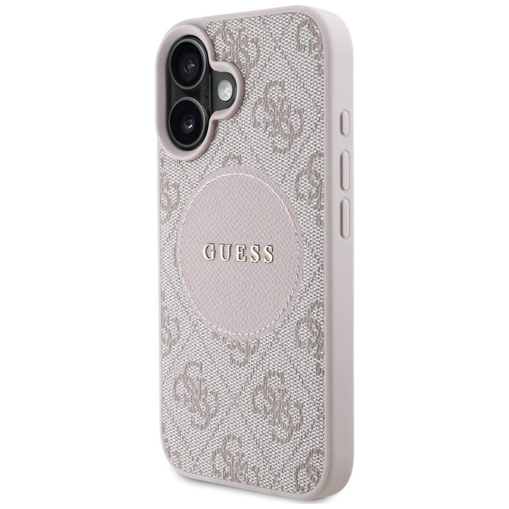Θήκη MagSafe για Apple iPhone 16, Guess, 4G Circle Classic Logo, Ροζ