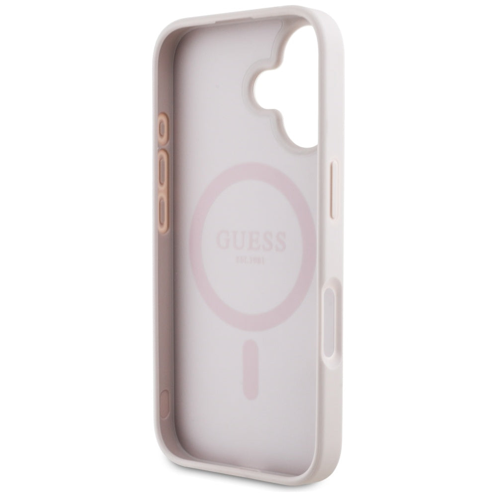 Θήκη MagSafe για Apple iPhone 16, Guess, 4G Circle Classic Logo, Ροζ