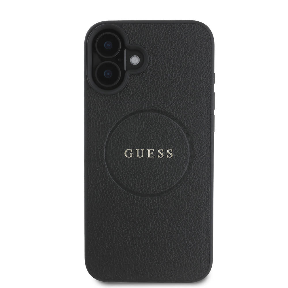 Θήκη MagSafe για Apple iPhone 16, Guess, Grained Gold Ring, Μαύρη