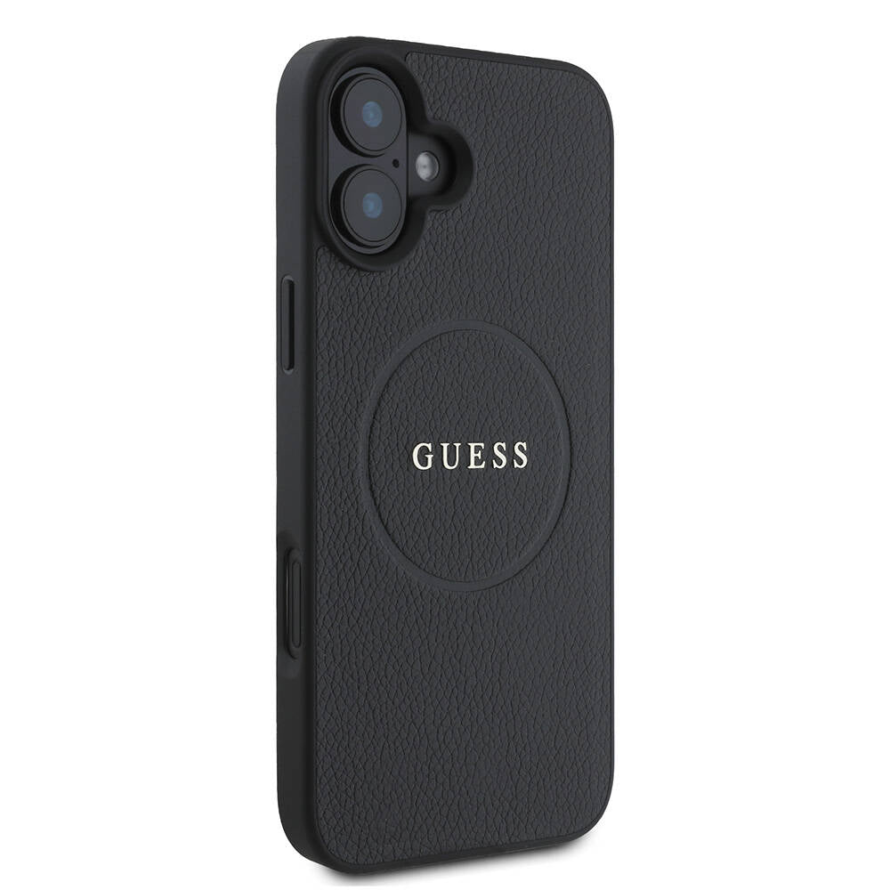 Θήκη MagSafe για Apple iPhone 16, Guess, Grained Gold Ring, Μαύρη
