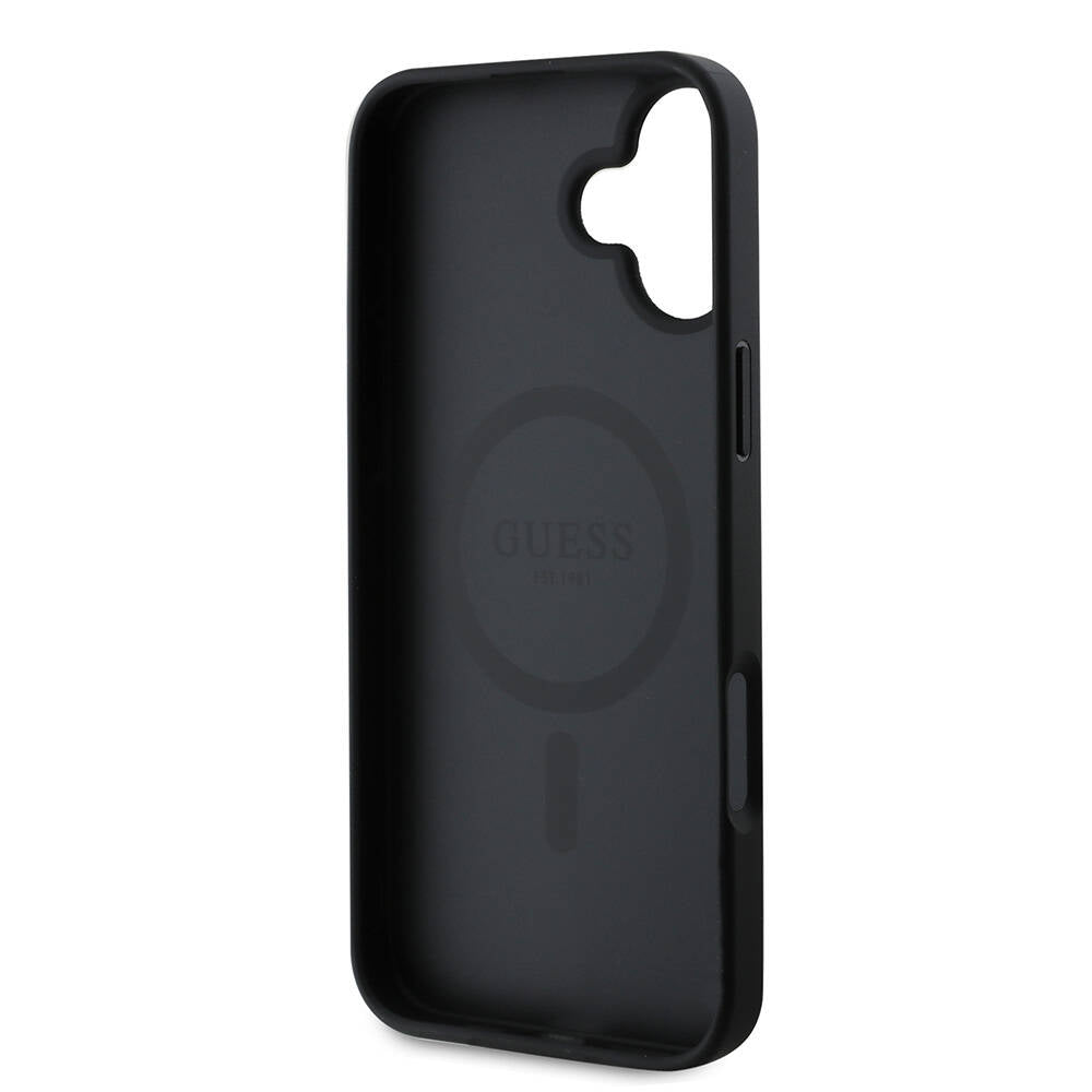 Θήκη MagSafe για Apple iPhone 16, Guess, Grained Gold Ring, Μαύρη