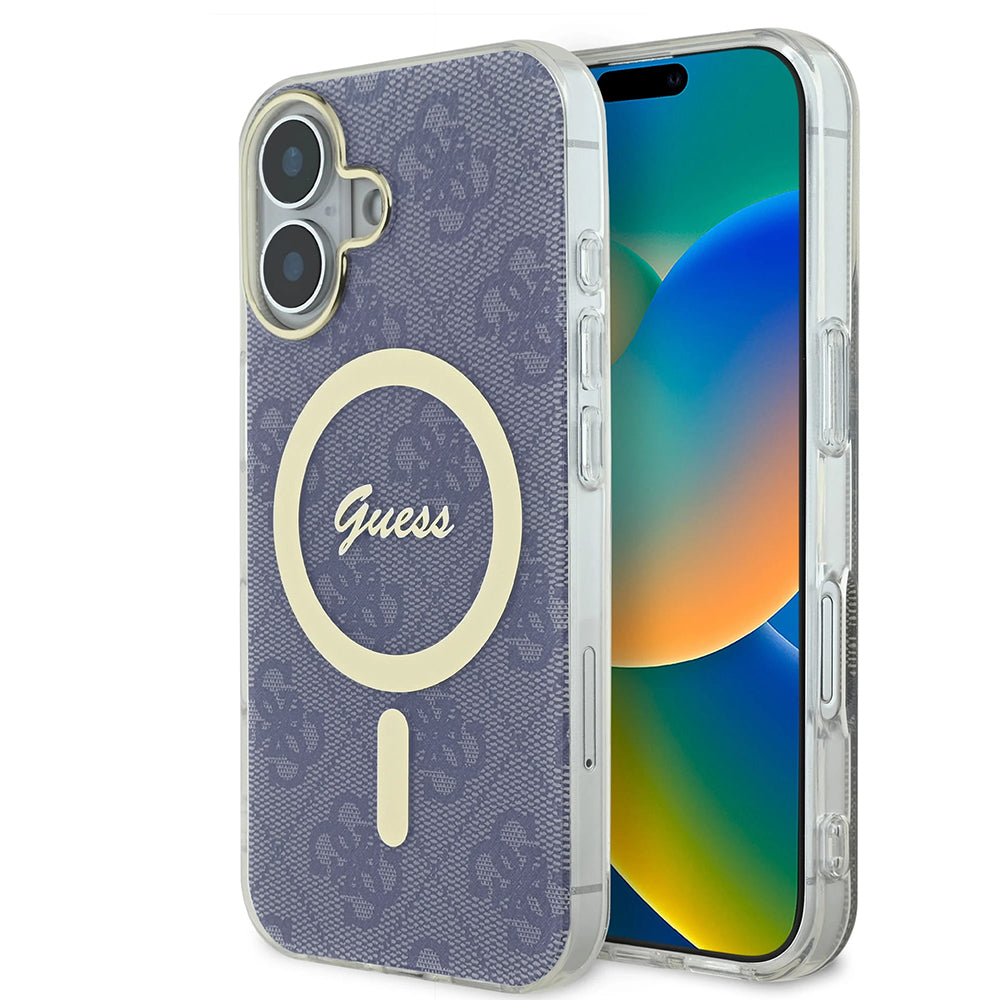 Θήκη MagSafe για Apple iPhone 16, Guess, IML 4G, Μπλε