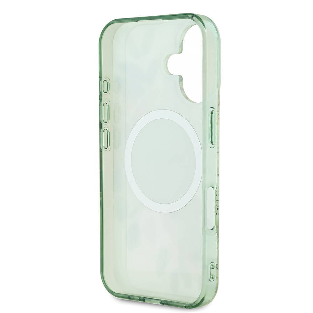 Θήκη MagSafe για Apple iPhone 16, Guess, IML Flower & Tonal Circle, Πράσινο