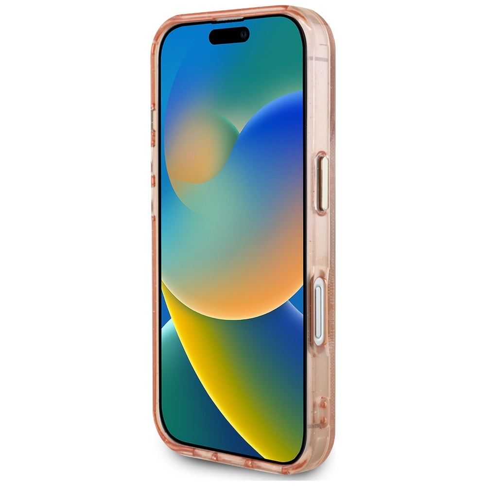 Θήκη MagSafe για Apple iPhone 16, Guess, IML Glitter 4G Circle Triangle, Ροζ