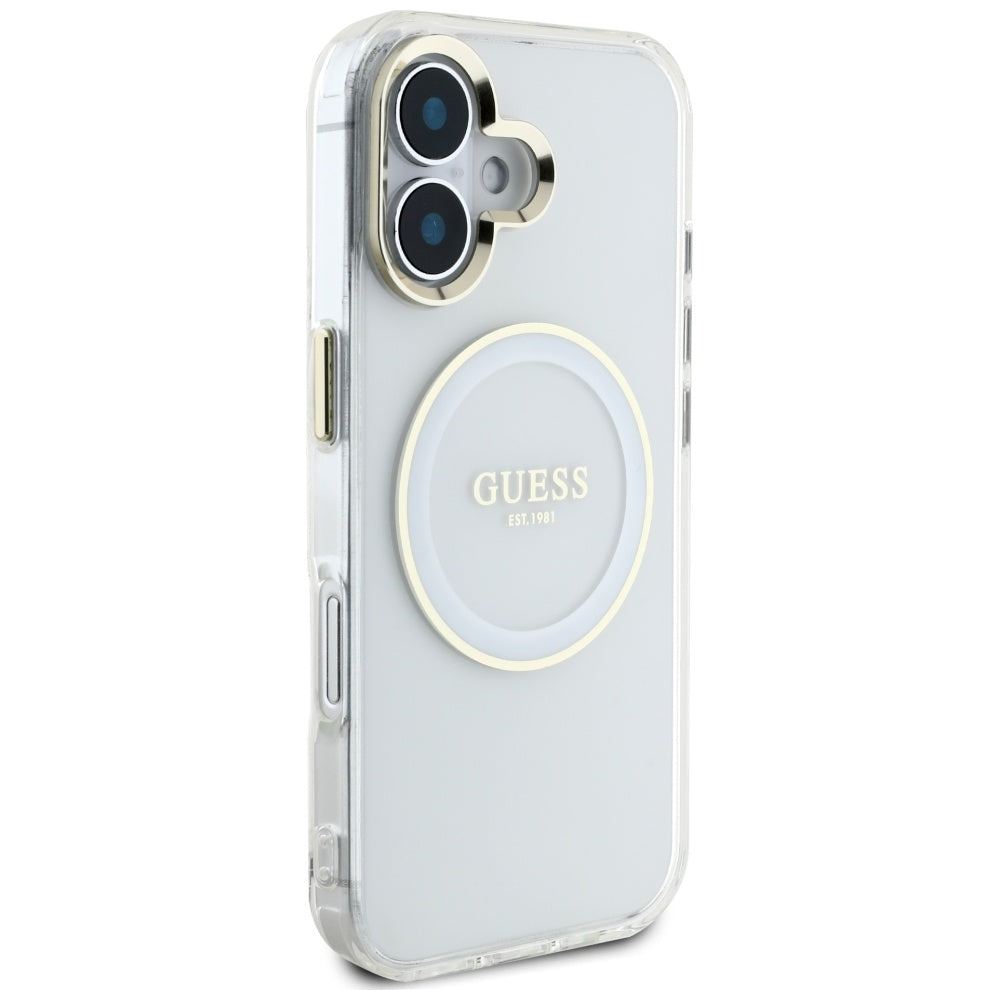 Θήκη MagSafe για Apple iPhone 16, Guess, IML Metal Colored Circle, Λευκή