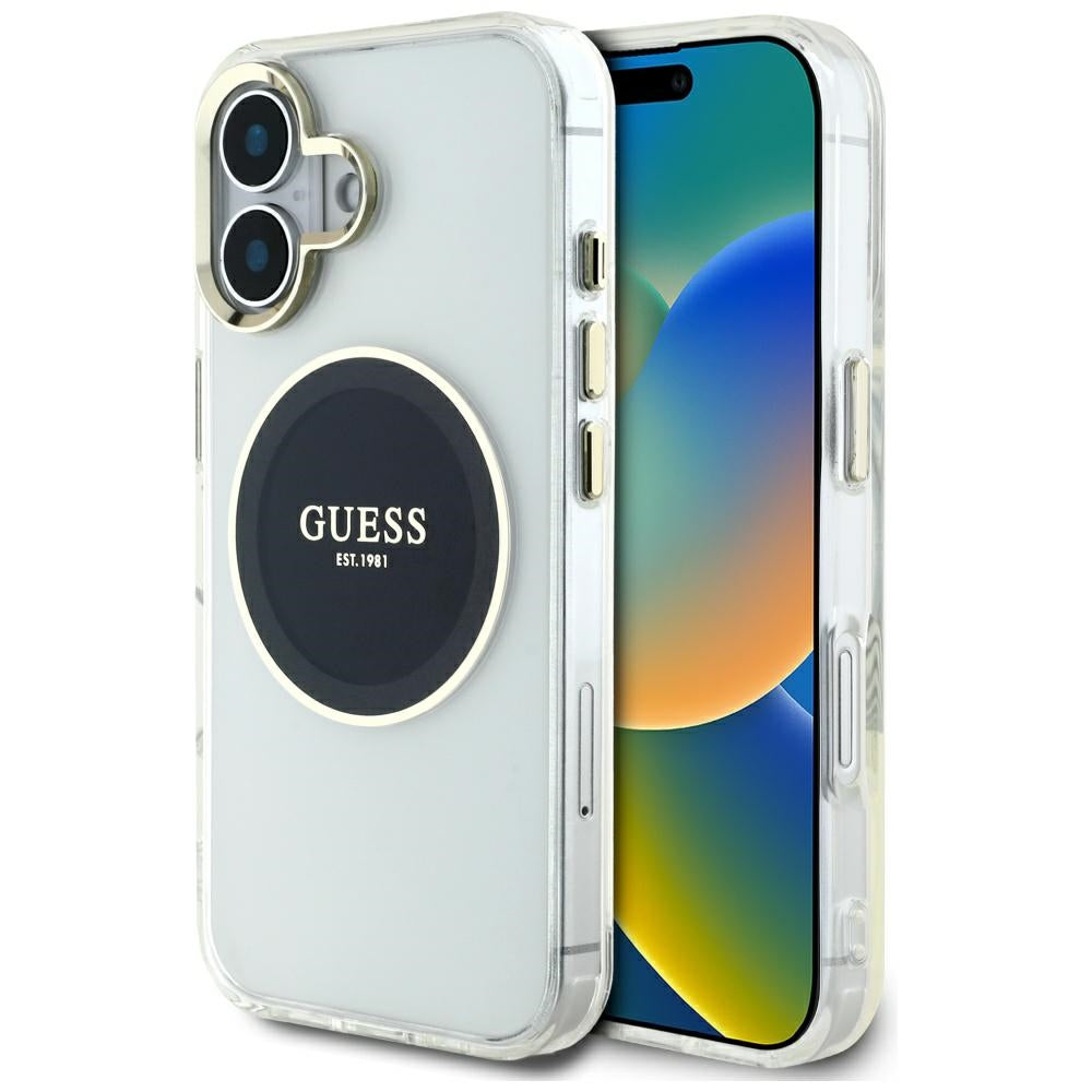 Θήκη MagSafe για Apple iPhone 16, Guess, IML Metal Colored Circle, Μαύρη