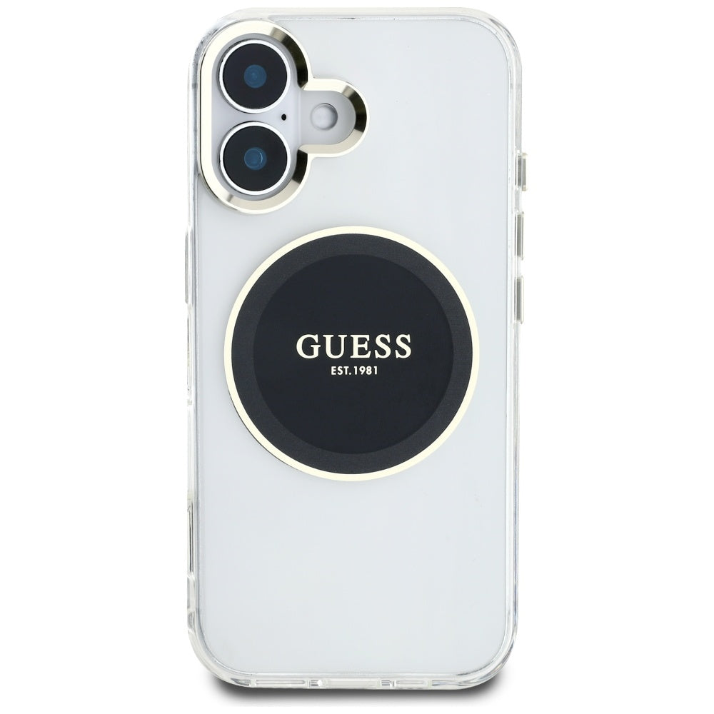 Θήκη MagSafe για Apple iPhone 16, Guess, IML Metal Colored Circle, Μαύρη