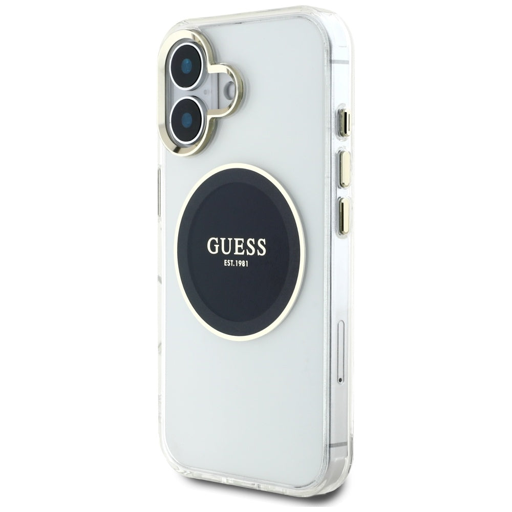Θήκη MagSafe για Apple iPhone 16, Guess, IML Metal Colored Circle, Μαύρη