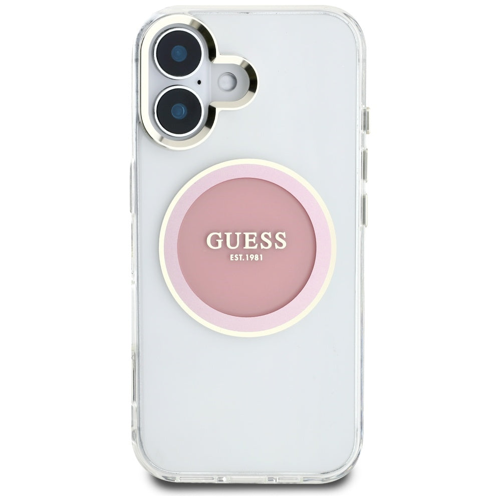 Θήκη MagSafe για Apple iPhone 16, Guess, IML Metal Colored Circle, Ροζ