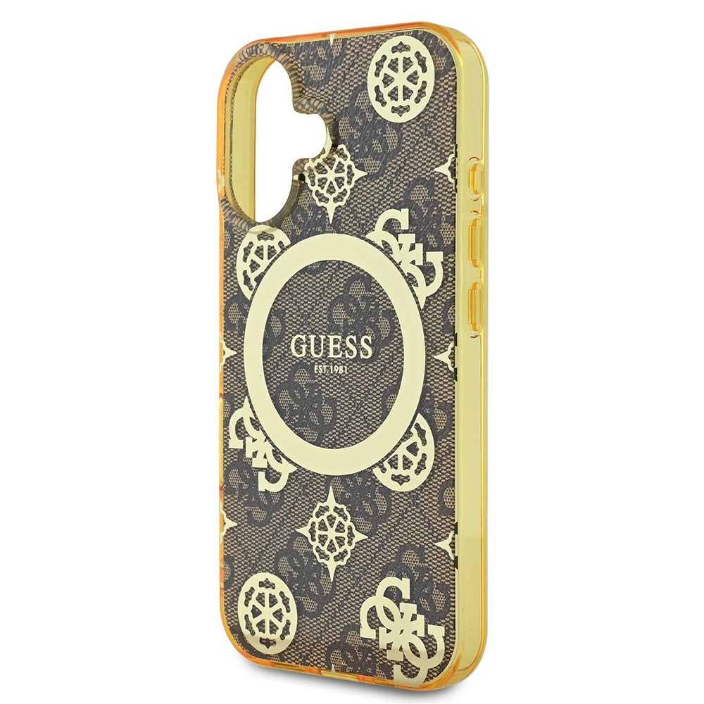Θήκη MagSafe για Apple iPhone 16, Guess, IML Peony On 4G Background, Καφέ