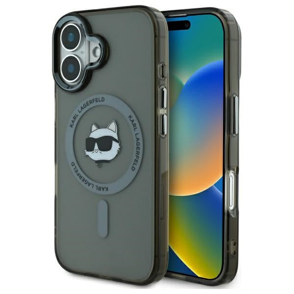 Θήκη MagSafe για Apple iPhone 16, Karl Lagerfeld, IML Metal Choupette's Head, Μαύρη