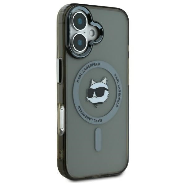 Θήκη MagSafe για Apple iPhone 16, Karl Lagerfeld, IML Metal Choupette's Head, Μαύρη