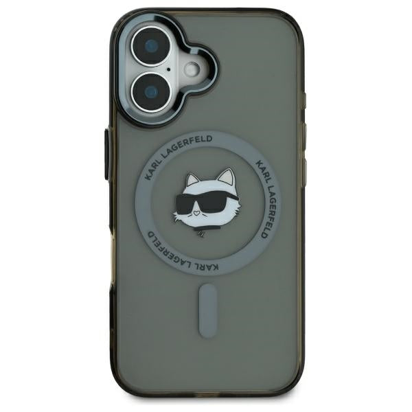 Θήκη MagSafe για Apple iPhone 16, Karl Lagerfeld, IML Metal Choupette's Head, Μαύρη